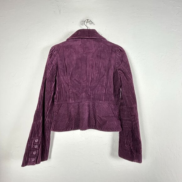 Anthropologie Elevenses Womens Purple Corduroy Cropped Blazer Jacket Size 6 - Picture 2 of 9